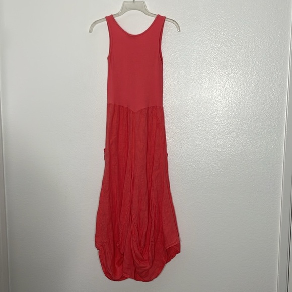 Gigi Moda Linen Rosalia Lagenlook Orange Midi Dress Pockets Sleeveless XS / S - Picture 5 of 6